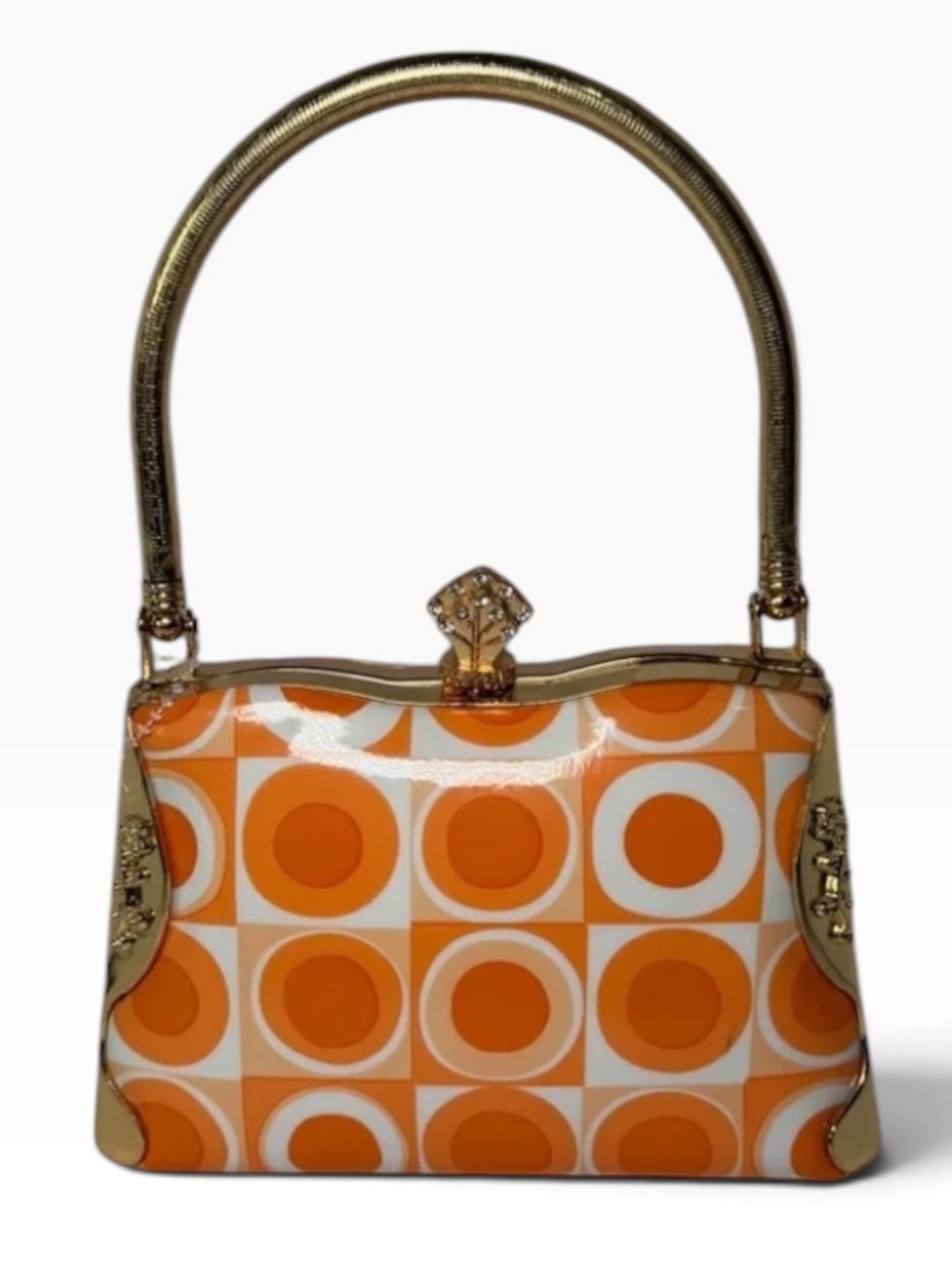 RARE FIND Gold-Handled Orange Patterned
MCM Retro Mid Century Mini Bag NWOT